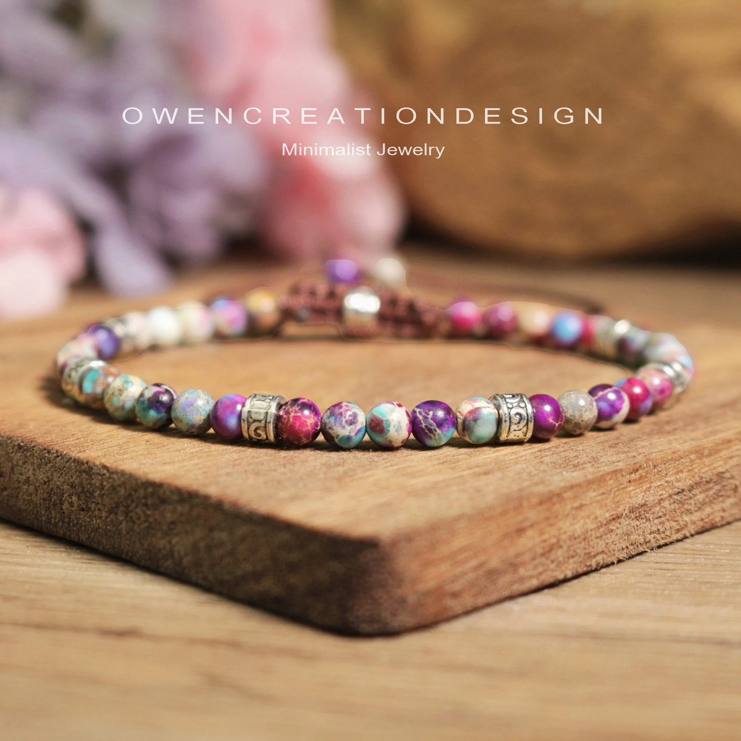Natural Galaxy Sea Sediment Stone Bracelet-Minimalist Bracelet-Healing Crystal Yoga Dainty Bracelet Gift for Women