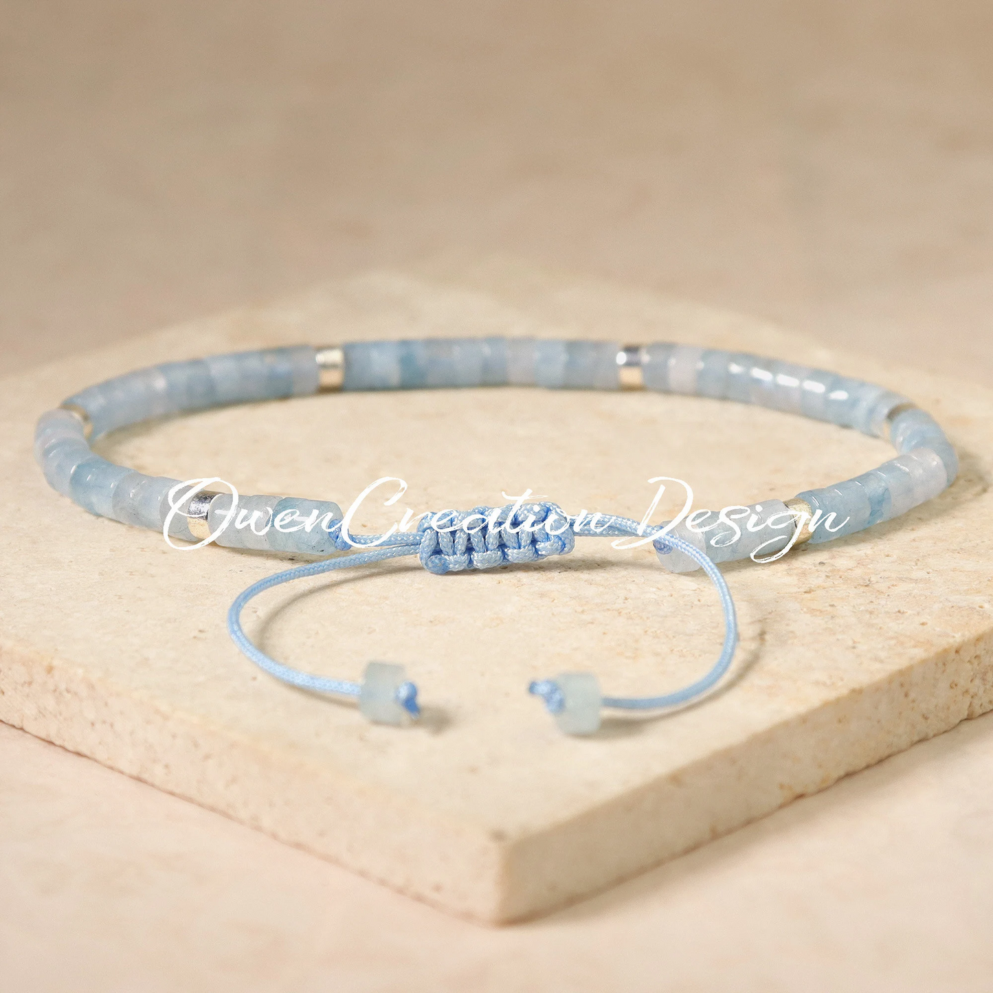 Minimalist Bracelet-Aquamarine Dainty Bracelet-Natural Stone Grounding Bracelet- Healing Crystal Yoga Minimalist Bracelet Gift for Women