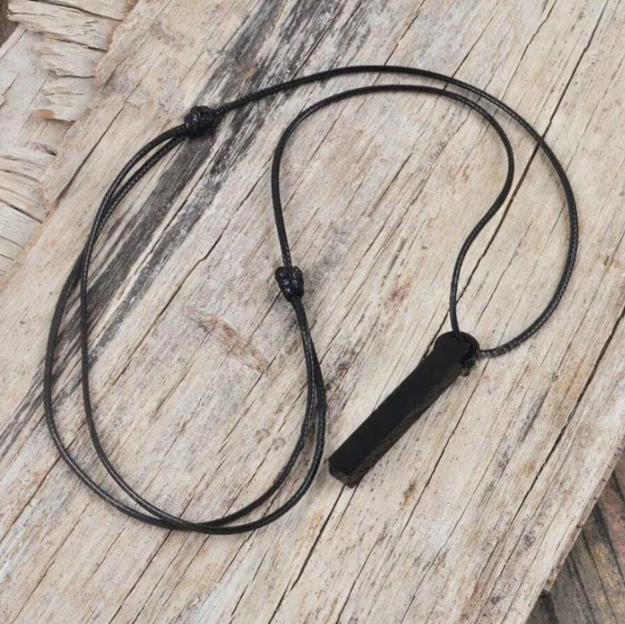 Natural Obsidian Crystal Pendant Necklace-Black Obsidian Necklace-GIFT