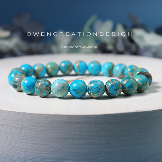 Natural  Blue Sea Sediment Jasper Stone Bracelet-  Crystal Yoga Bracelet-  Gift