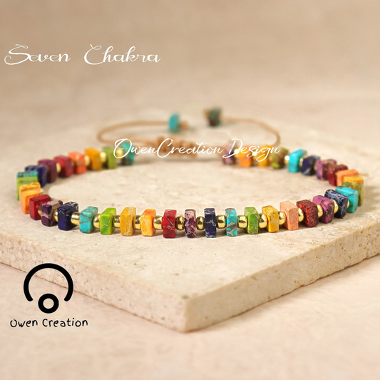 7 Chakras Minimalist Bracelet- Natural Stone Bracelet, Healing Crystal Yoga Dainty Bracelet Gift for Women