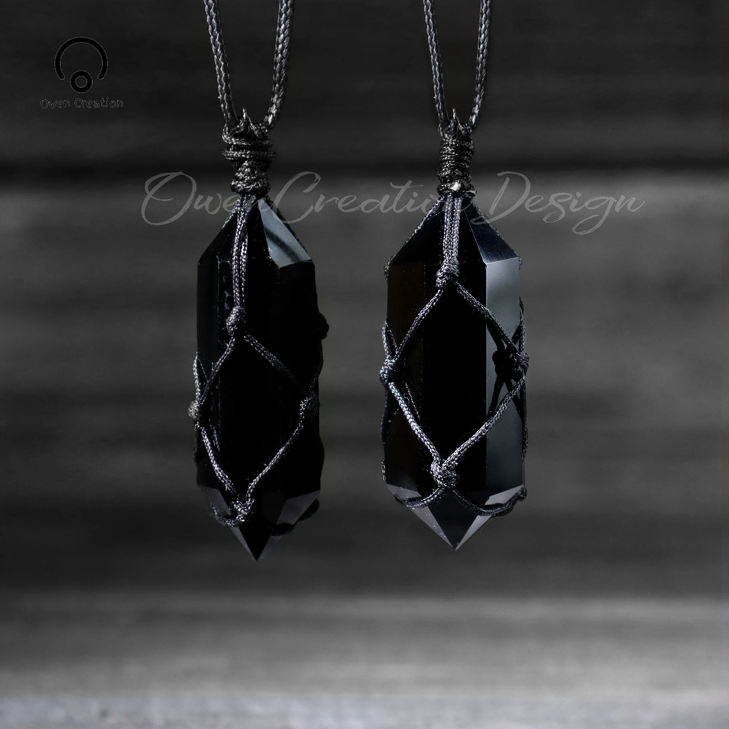 Black Obsidian Pendant Necklace for Men-Obsidian Stone Hexagon Point Wrapped Necklace-Obsidian Healing Crystal Necklace for Women