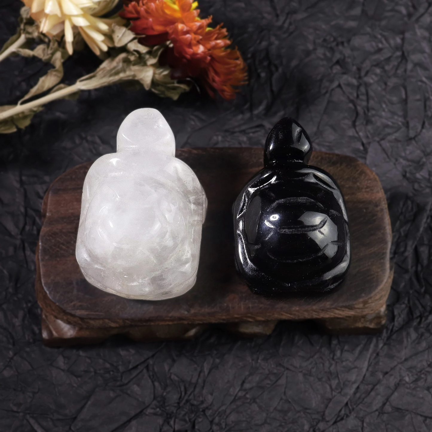 Small Gemstone Turtle, Hand Carved Crystal Tortoise Statue, Crystal Animal, Home Decor, Chakra Crystal Gift, Obsidian Clear Quartz Stone