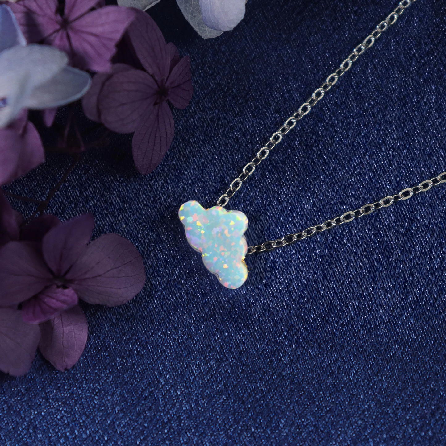 Minimalist Necklace- Delicate Cloud Opal Pendant Necklace,SterlingSilver Dainty Opal Necklace