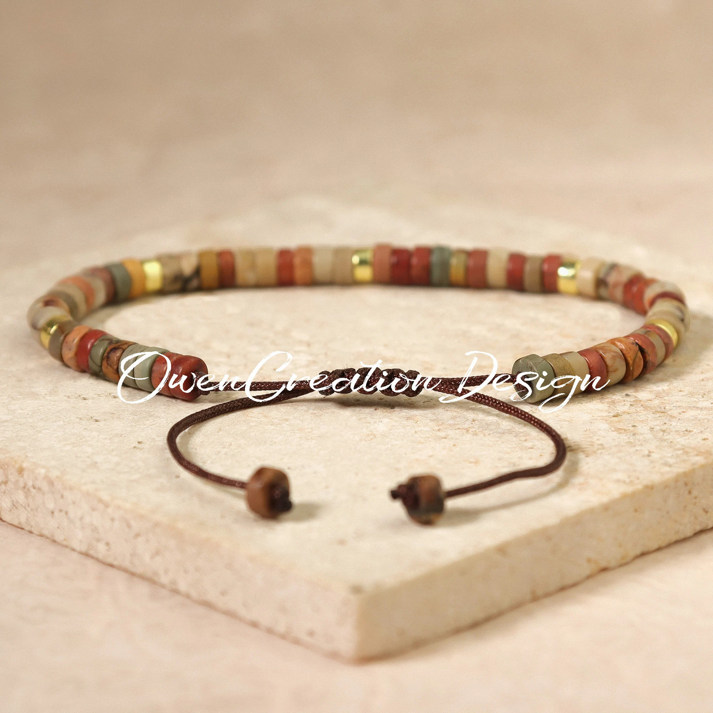Minimalist Bracelet- Natural Red Creek Jasper Stone Bracelet, Healing Crystal Yoga Dainty Bracelet