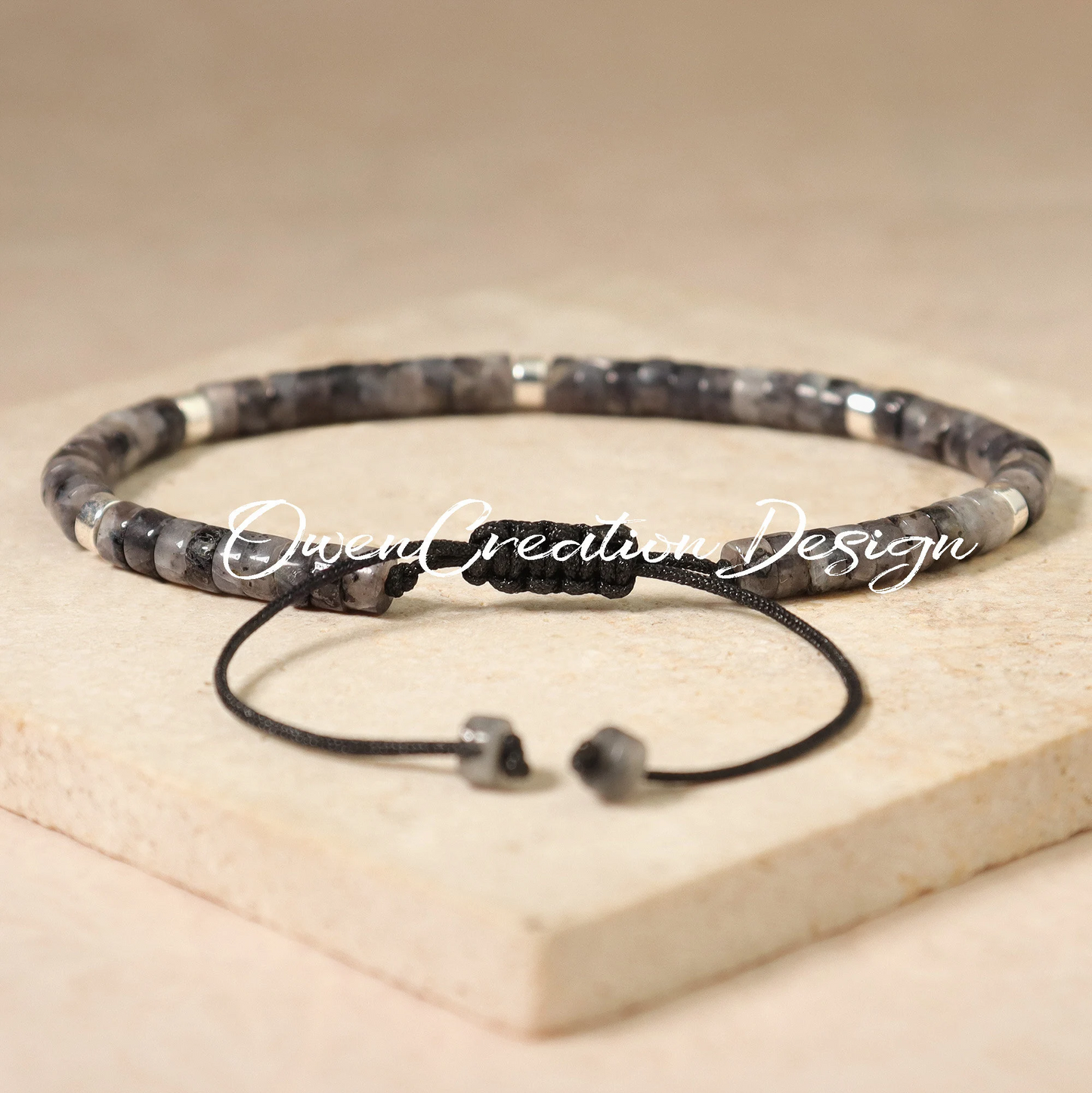 Minimalist Bracelet-Black Labradorite Dainty Bracelet-Natural Stone Grounding Bracelet-Healing Crystal Yoga Bracelet Gift for Women