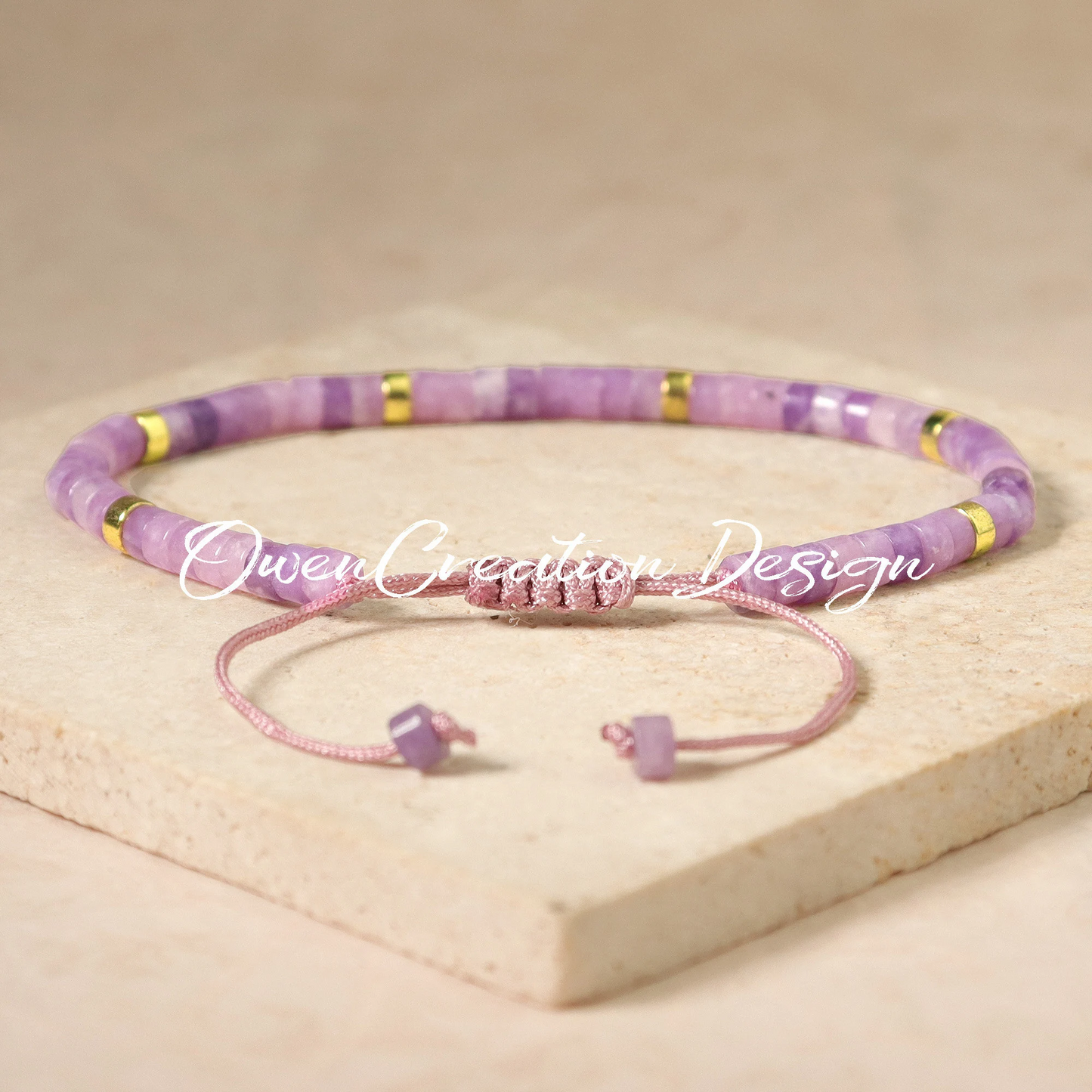 Minimalist Bracelet-Lepidolite Bracelet-Natural Stone Grounding Bracelet- Healing Crystal Yoga Dainty Bracelet Gift for Women
