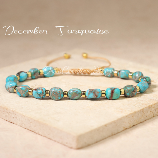 Turquoise  Bracelet- Minimal Dainty Bracelet-Natural Stone Grounding Bracelet- Healing Crystal Yoga Bracelet Gift for Women