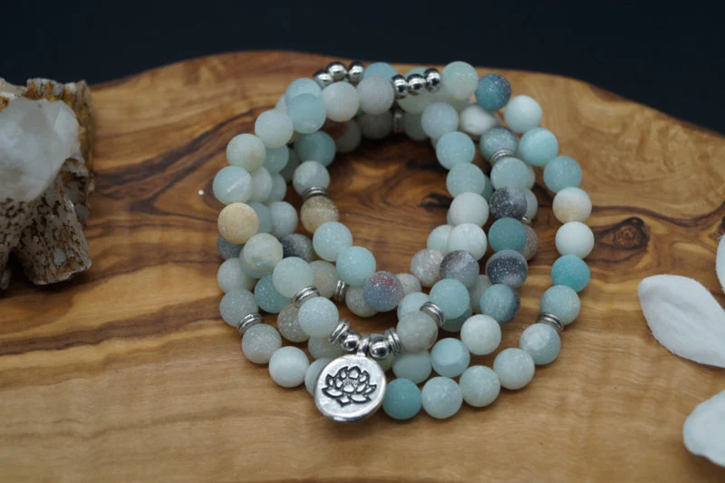 108 Mala Beads Bracelet - Amazonite Stone Bracelet - Yoga Bracelet - Spiritual Jewelry - Meditation Bracelet - Healing Bracelet Yoga Gift