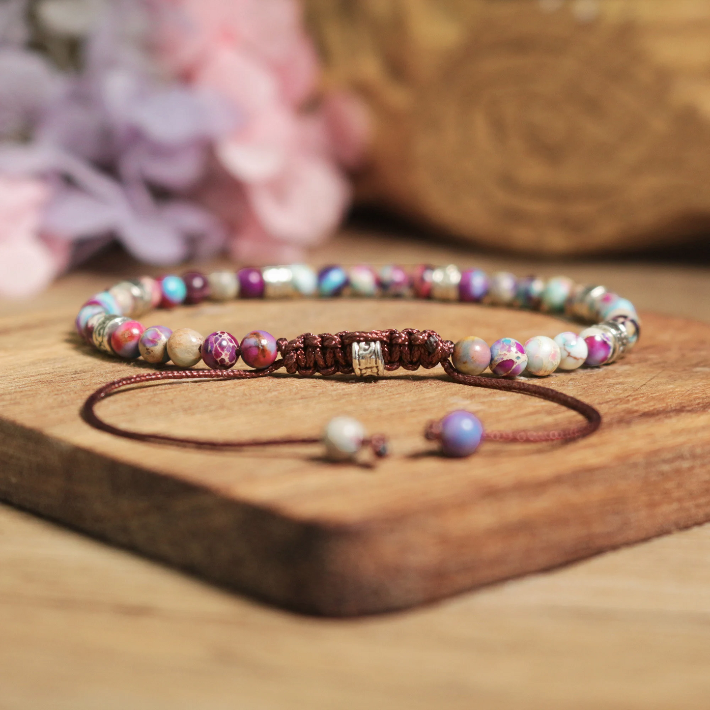 Natural Galaxy Sea Sediment Stone Bracelet-Minimalist Bracelet-Healing Crystal Yoga Dainty Bracelet Gift for Women