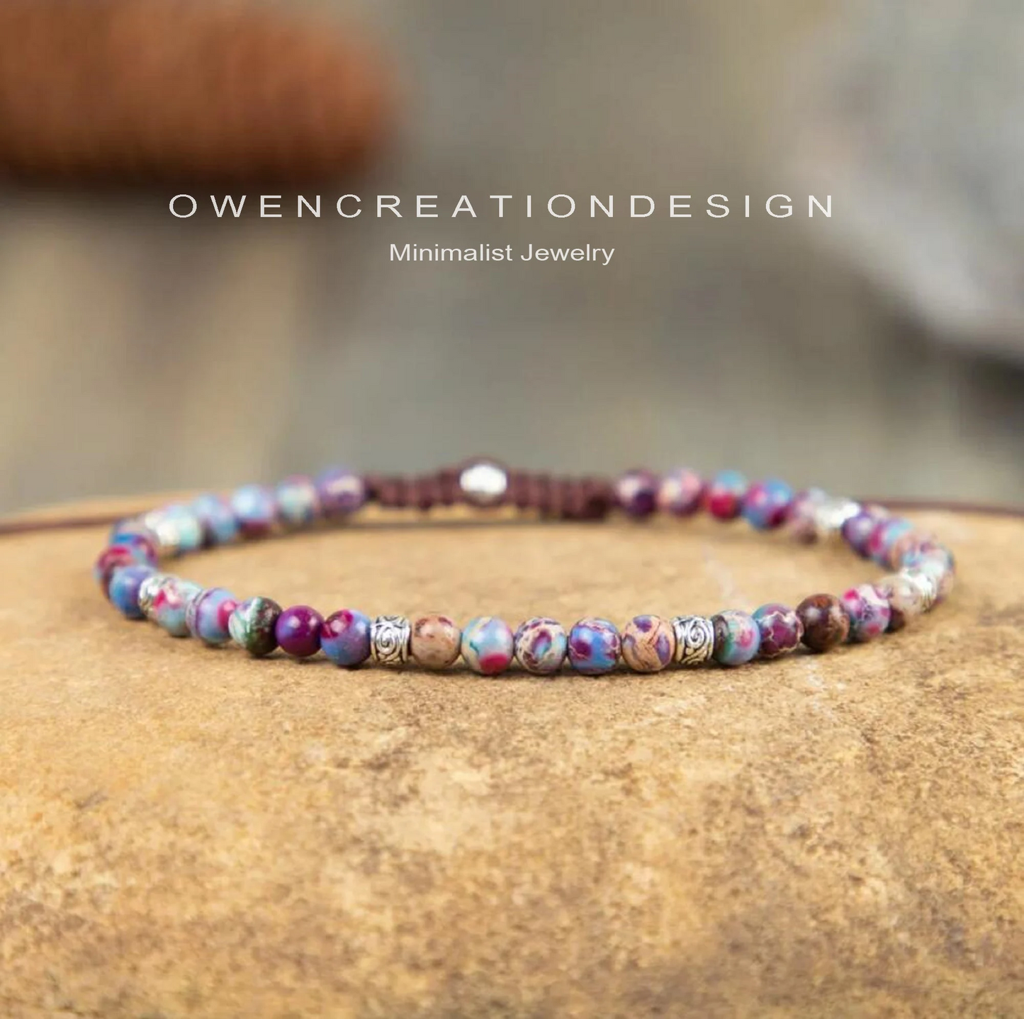 Natural Galaxy Sea Sediment Stone Bracelet-Minimalist Bracelet-Healing Crystal Yoga Dainty Bracelet Gift for Women