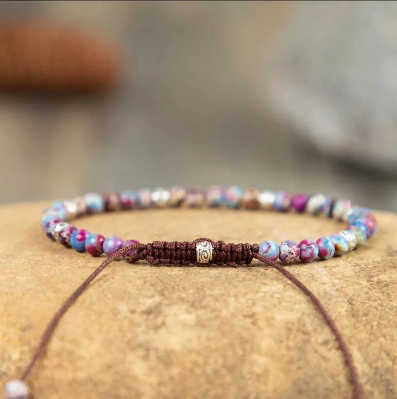 Natural Galaxy Sea Sediment Stone Bracelet-Minimalist Bracelet-Healing Crystal Yoga Dainty Bracelet Gift for Women