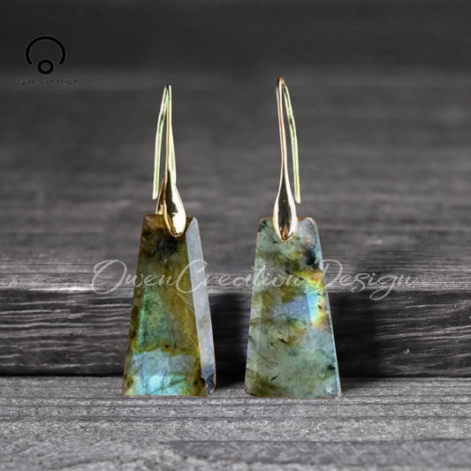 Natural Labradorite Stone Earrings-Crystal Teardrop Earrings -Mental Health Gemstone Dangle Drop Earrings for Women
