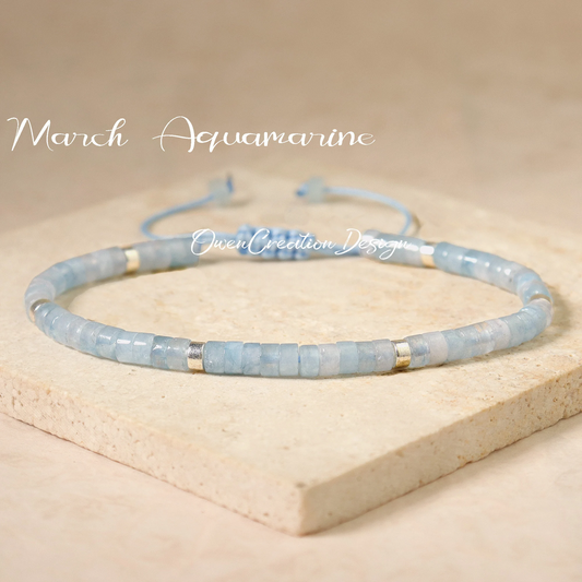 Minimalist Bracelet-Aquamarine Dainty Bracelet-Natural Stone Grounding Bracelet- Healing Crystal Yoga Minimalist Bracelet Gift for Women
