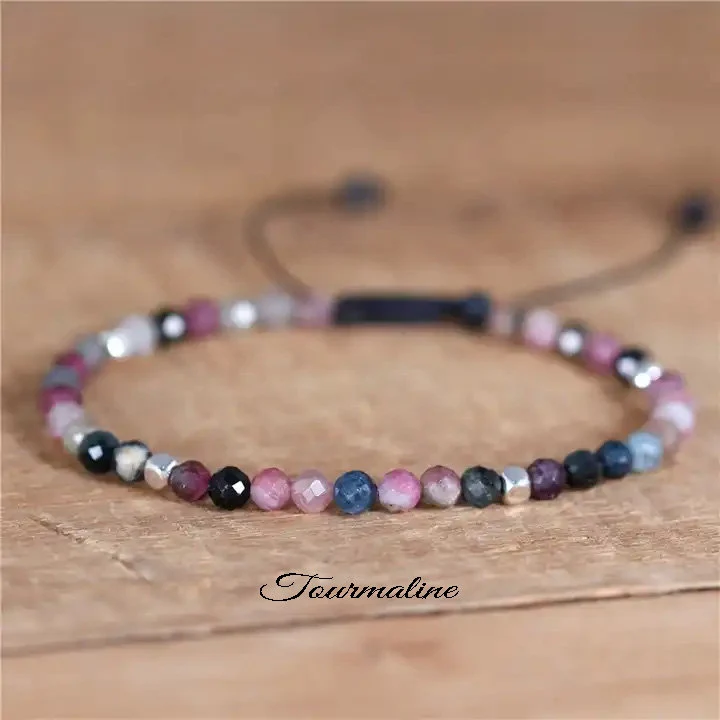 Tibetan Dainty Bracelet, Minimalit Bracelet-,Natural Stone Small Beads Bracelet, Delicate Healing Crystal Yoga  Bracelet Gift for Women