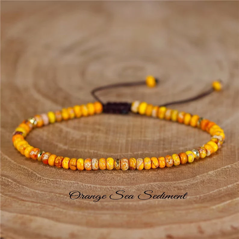 Tibetan Dainty Bracelet, Minimalit Bracelet-,Natural Stone Small Beads Bracelet, Delicate Healing Crystal Yoga  Bracelet Gift for Women