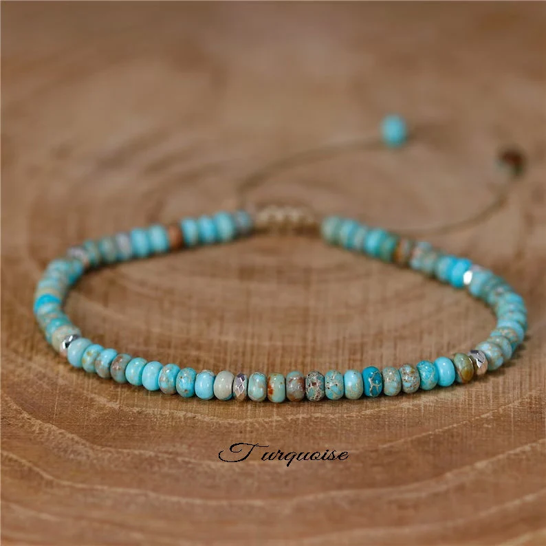 Tibetan Dainty Bracelet, Minimalit Bracelet-,Natural Stone Small Beads Bracelet, Delicate Healing Crystal Yoga  Bracelet Gift for Women