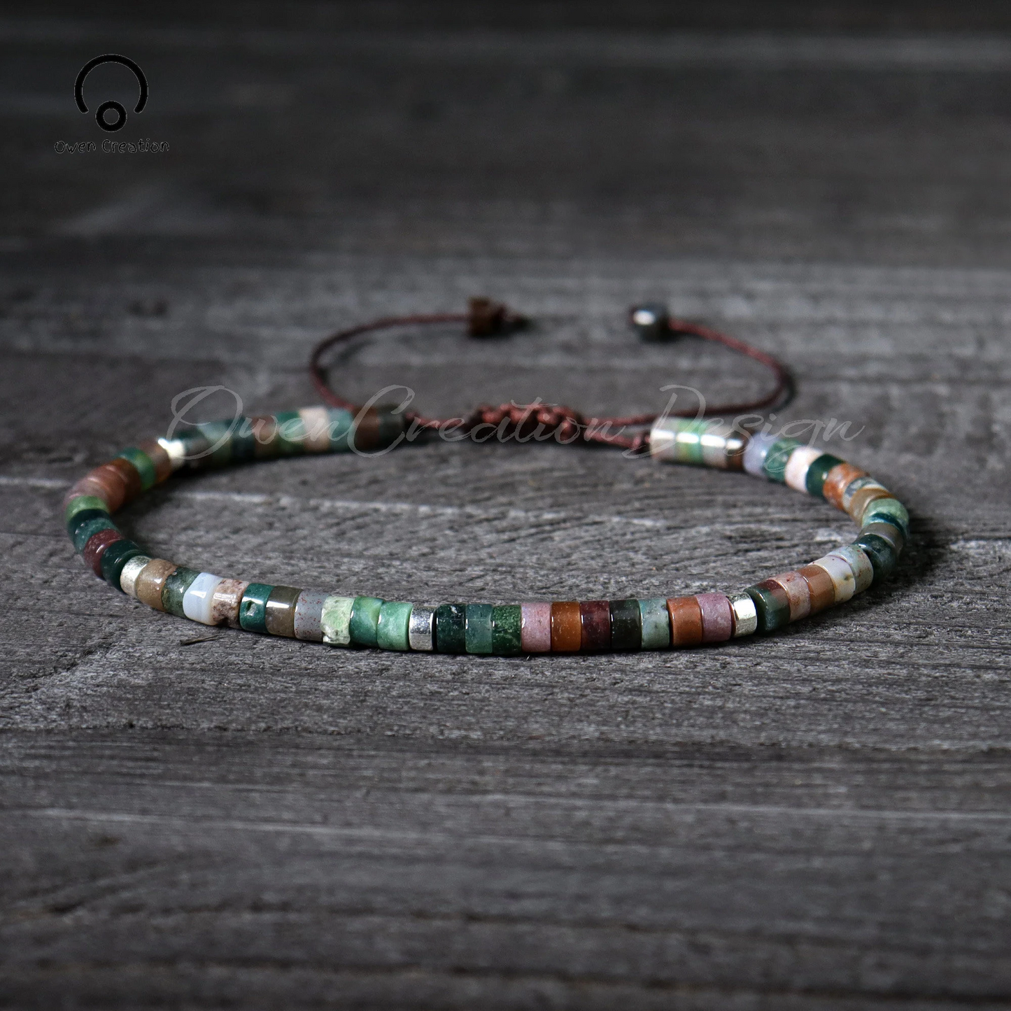 Minimalist Indian Agate Bracelet- Natural Stone Bracelet, Healing Crystal Yoga Dainty Bracelet Gift for Women