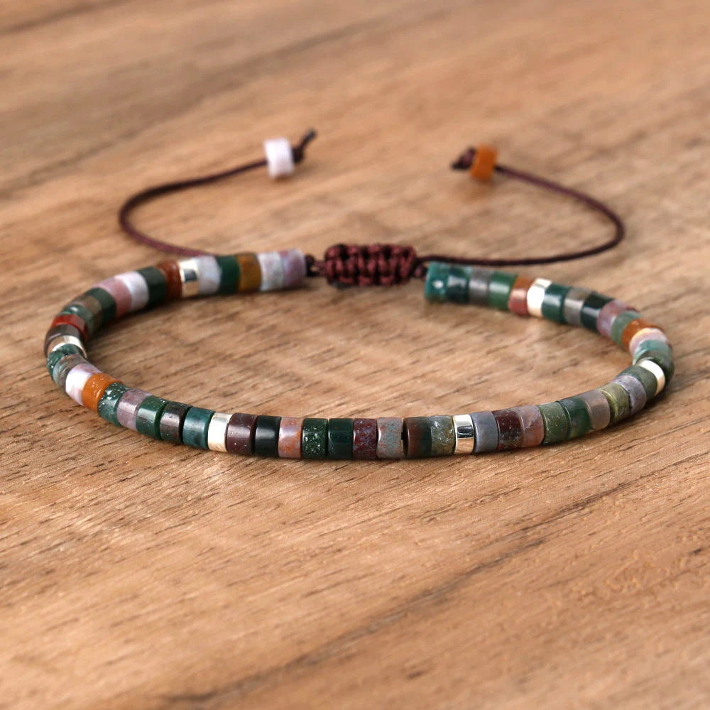 Minimalist Indian Agate Bracelet- Natural Stone Bracelet, Healing Crystal Yoga Dainty Bracelet Gift for Women