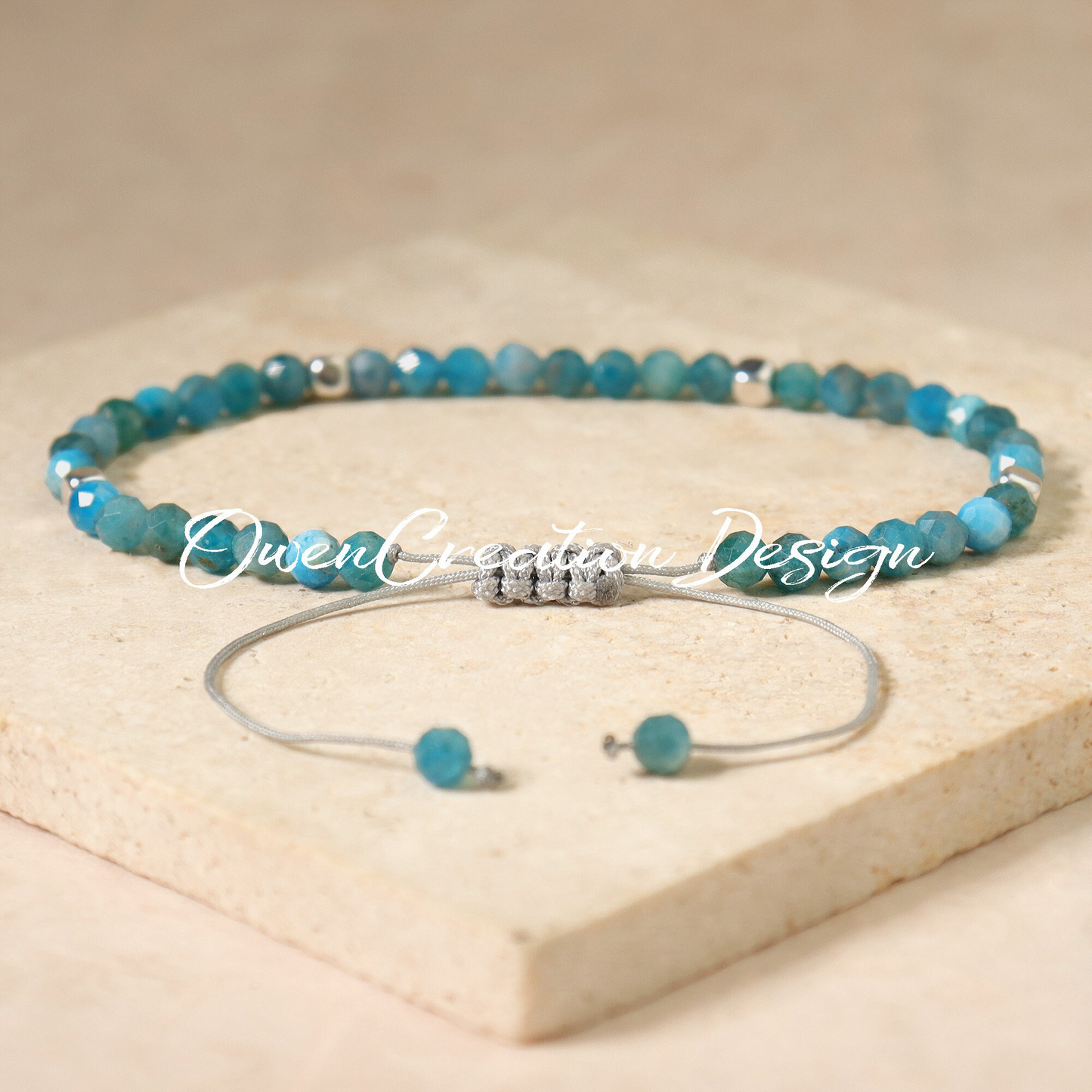 Minimalist Bracelet- Natural Apatite Stone Bracelet,  Healing Crystal Dainty Yoga Bracelet Gift