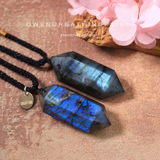 Natural Labradorite Stone Pendant Necklace-Crystal Meditation Necklace