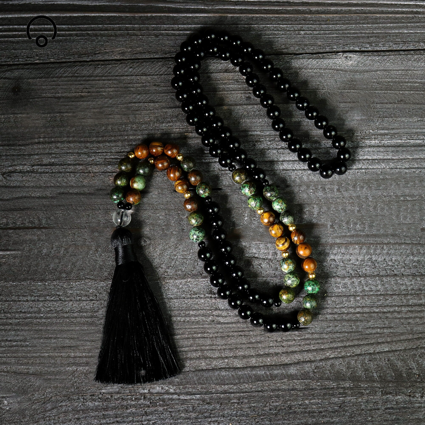 African Turquoise 108 Beads Mala Necklace, Natural Stone Mala, Healing Crystal Protection
