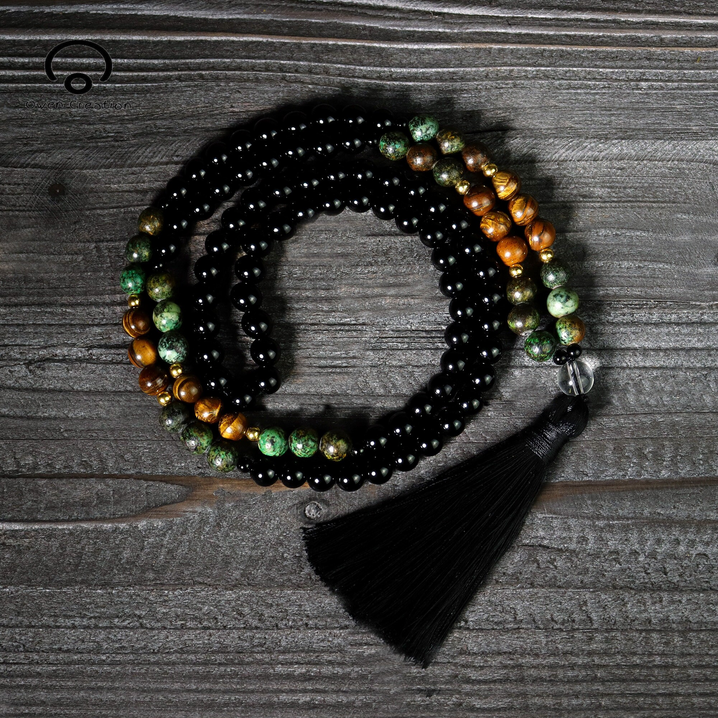 African Turquoise 108 Beads Mala Necklace, Natural Stone Mala, Healing Crystal Protection
