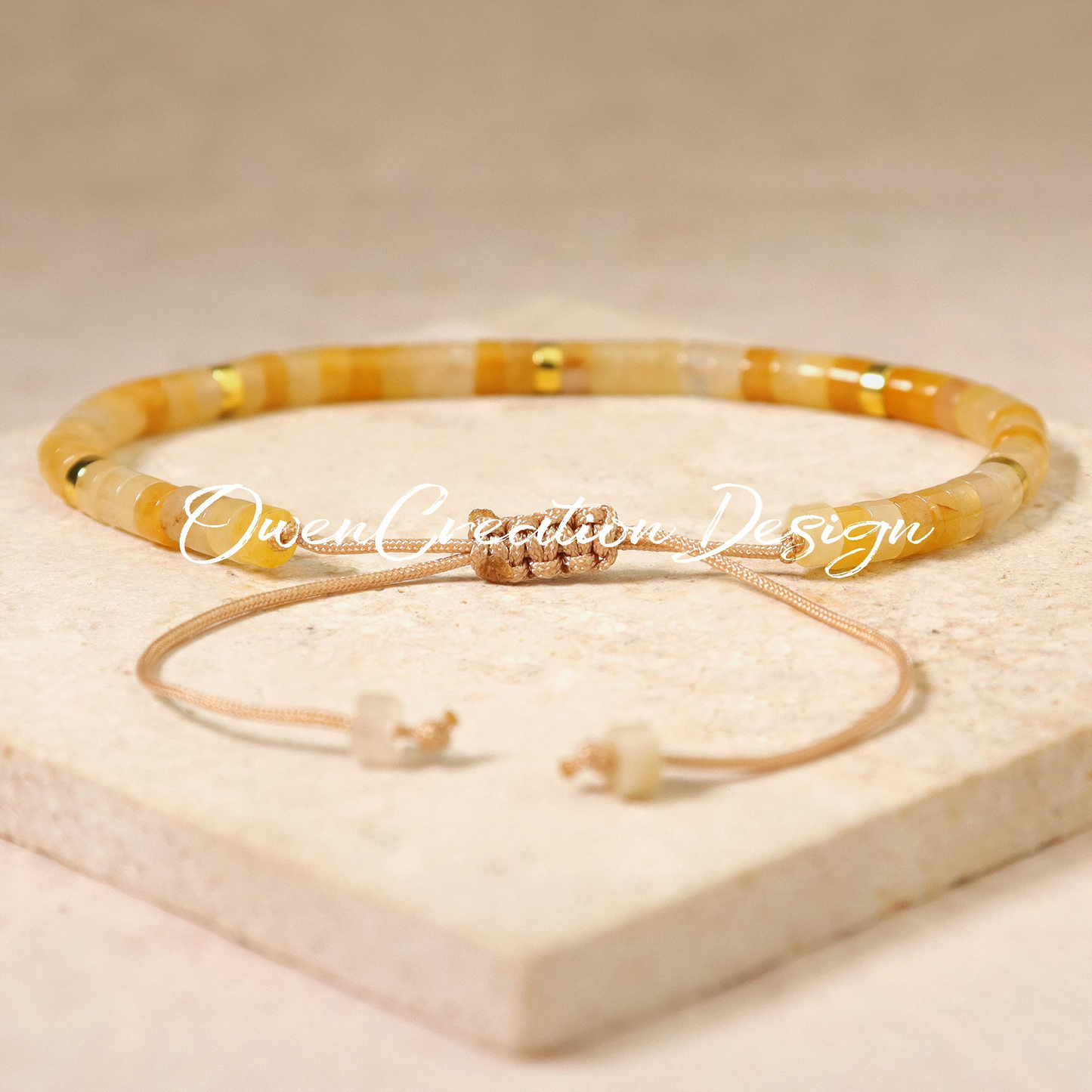 Yellow Jade Beaded Dainty Bracelet-Natural Stone Grounding Bracelet- Healing Crystal Yoga Bracelet