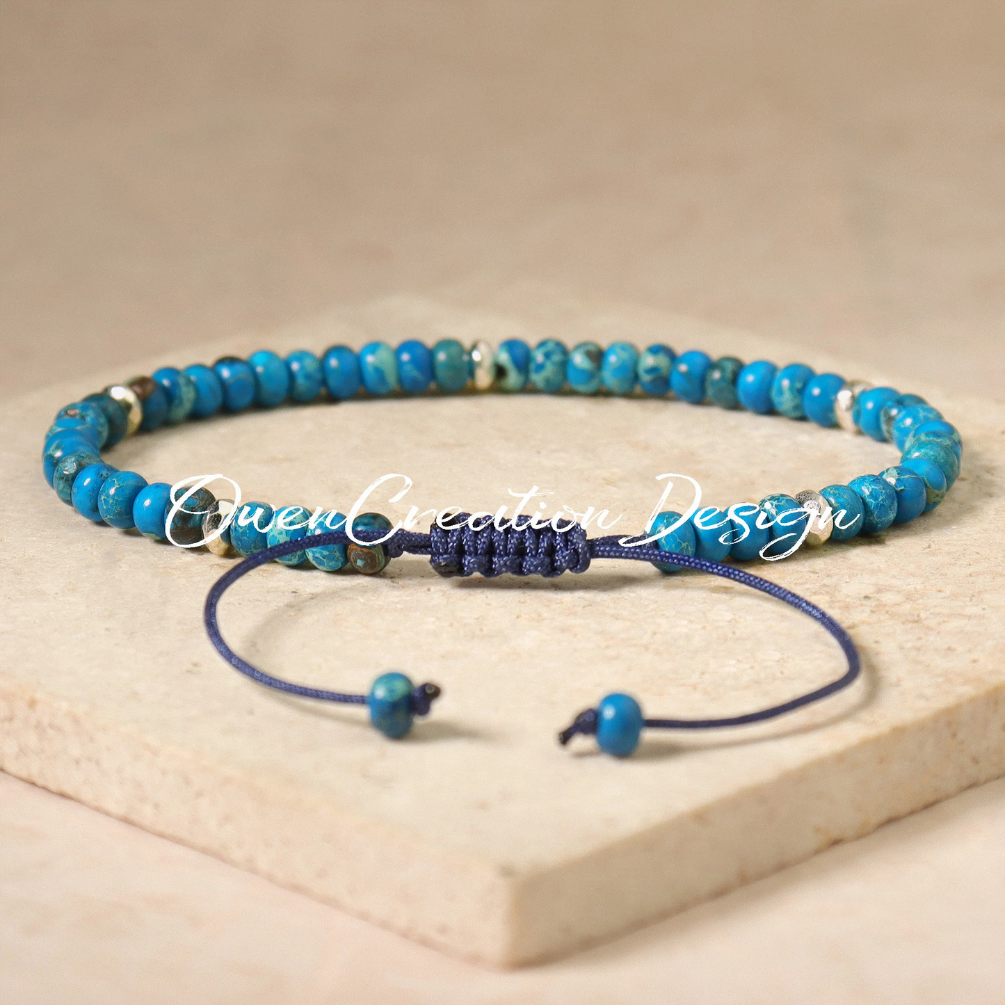 Natural Blue Sea Sediment Stone Bracelet-Minimalist Bracelet- Healing Crystal Yoga Dainty Bracelet