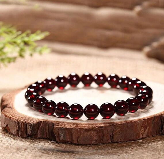 Natural Garnet Stone Bracelet ,Healint Garnet Crystal Dainty Bracelet, January Birthstone