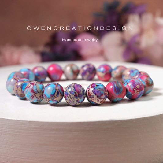 Natural Galaxy Sea Sediment Jasper Stone Bracelet- Crystal Yoga Bracelet