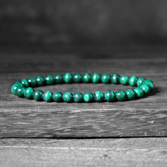 Natural Malachite Stone Bracelet- Healing Malachite Crystal Stretch Bracelet