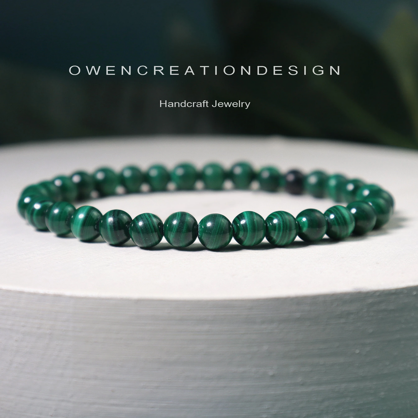 Natural Malachite Stone Bracelet- Healing Malachite Crystal Stretch Bracelet