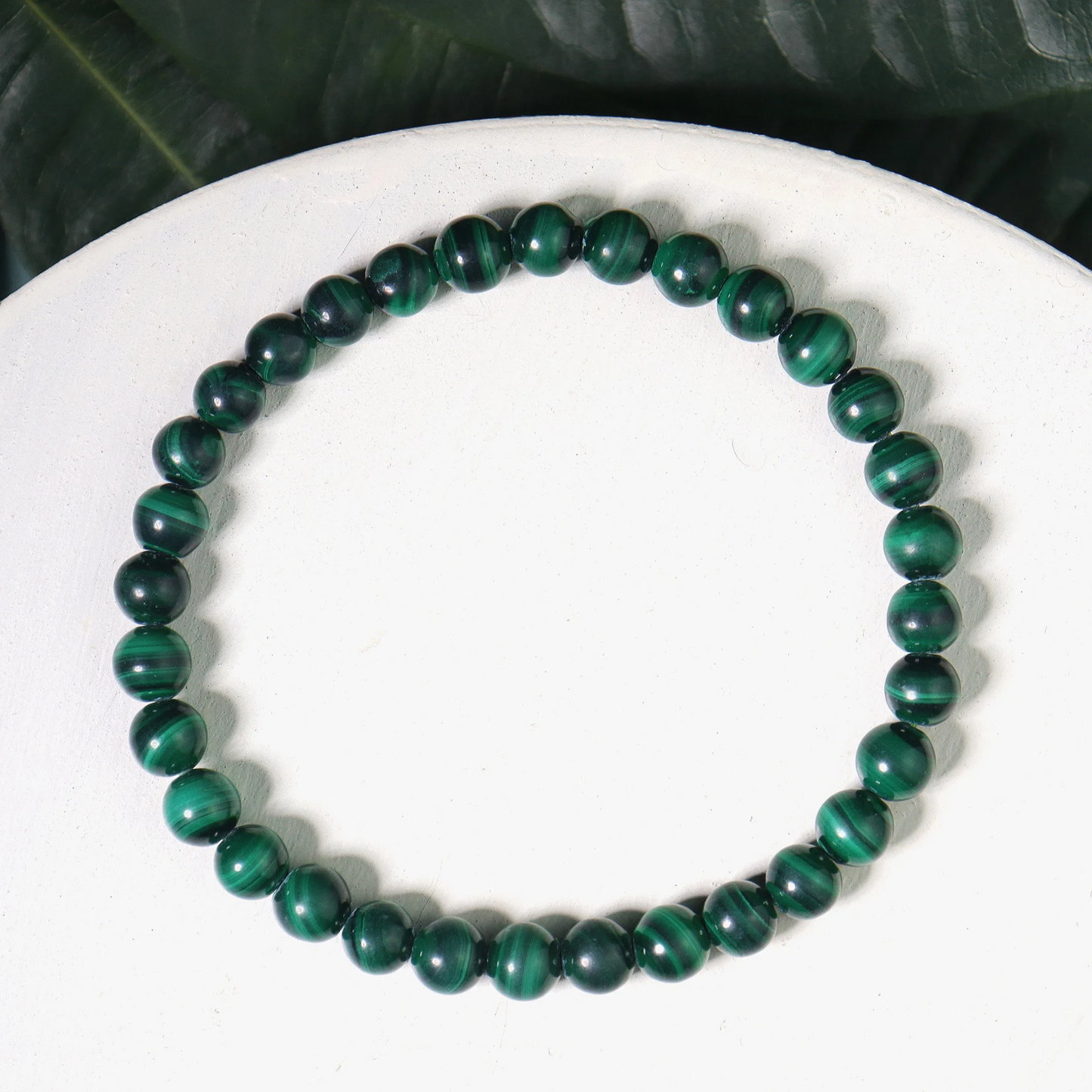 Natural Malachite Stone Bracelet- Healing Malachite Crystal Stretch Bracelet