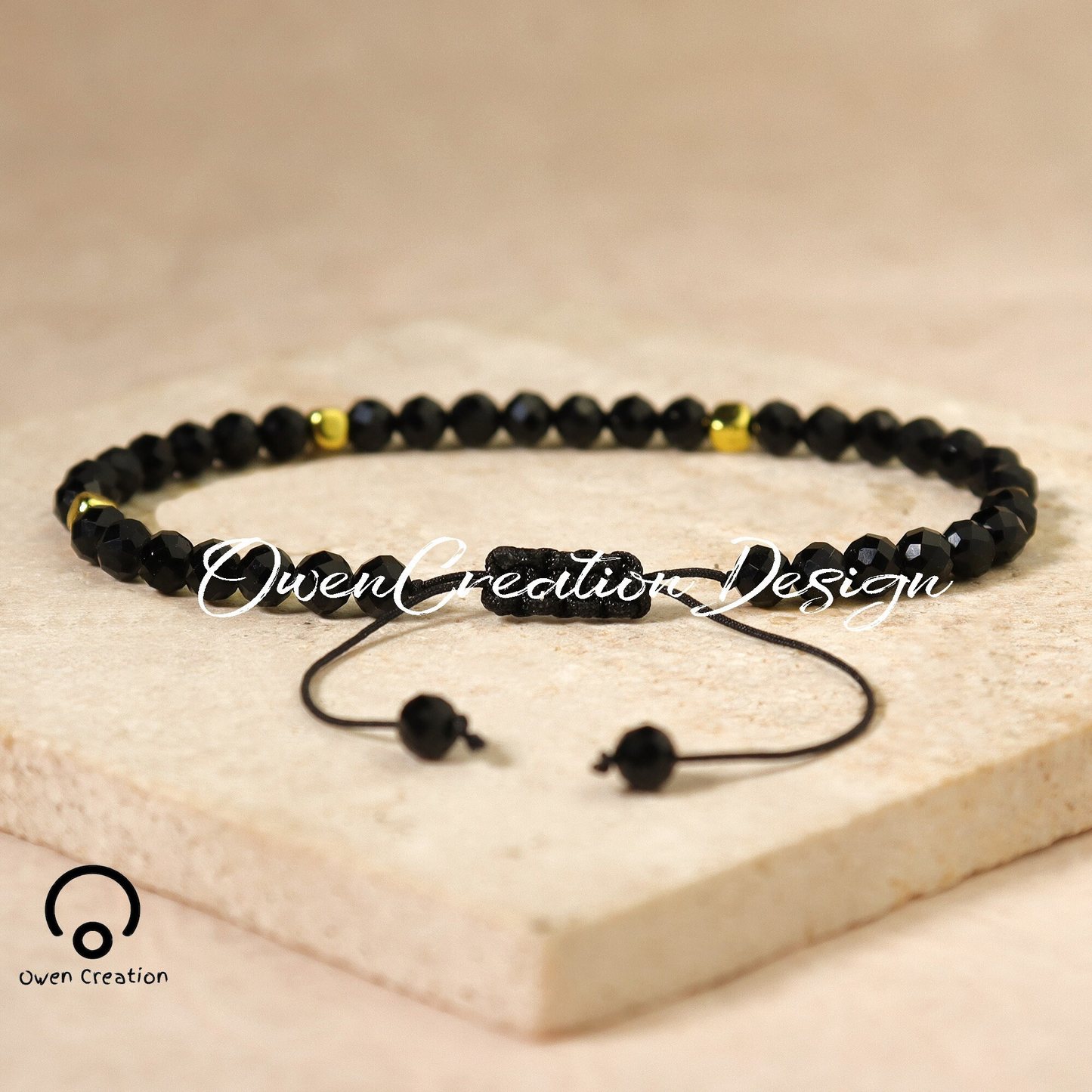 Minimalist Bracelet-Black Obsidian Dainty Bracelet-Natural Stone Grounding Bracelet- Healing Crystal Yoga Bracelet Gift for Women
