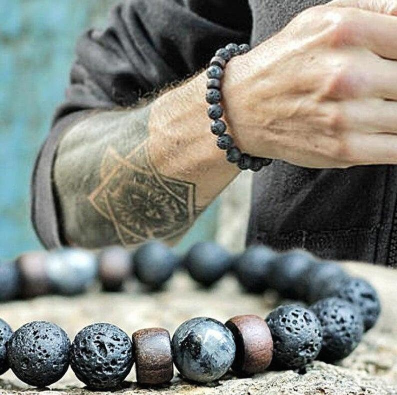 Natural Lava Stone Strength Calming Bracelet