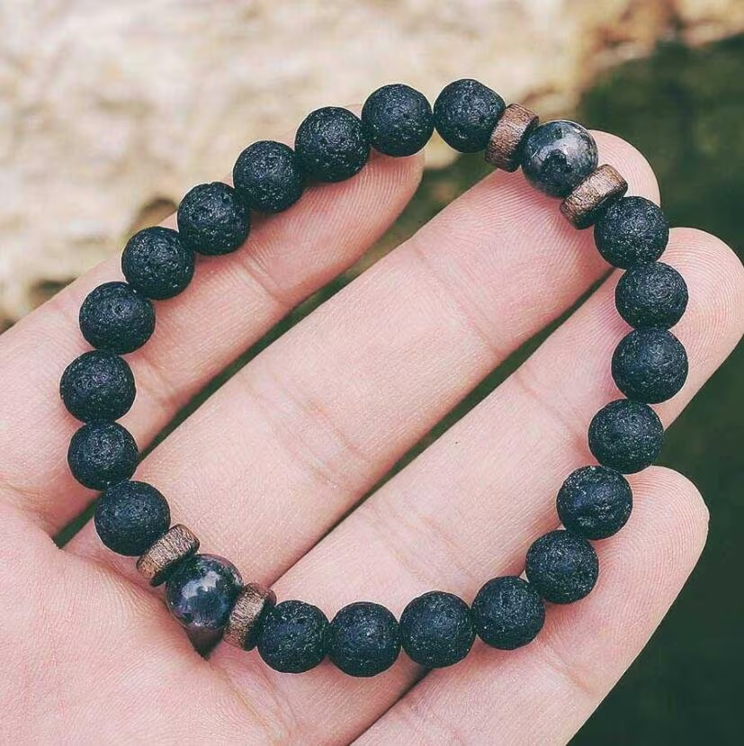Natural Lava Stone Strength Calming Bracelet