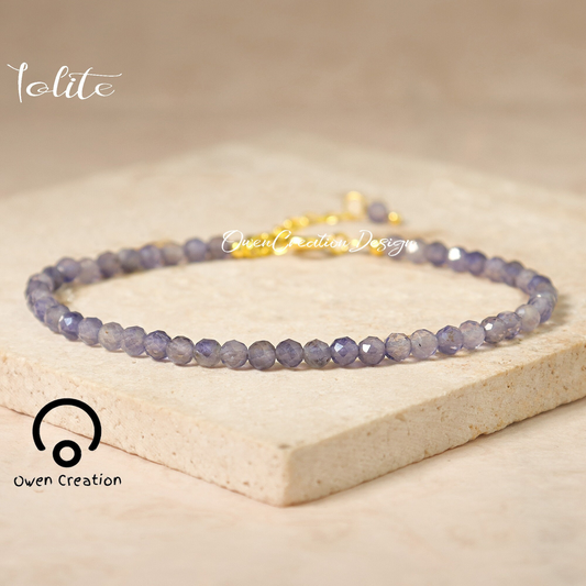 Minimalist Iolite Dainty Bracelet-Natural Stone Grounding Bracelet- Healing Crystal Yoga Bracelet
