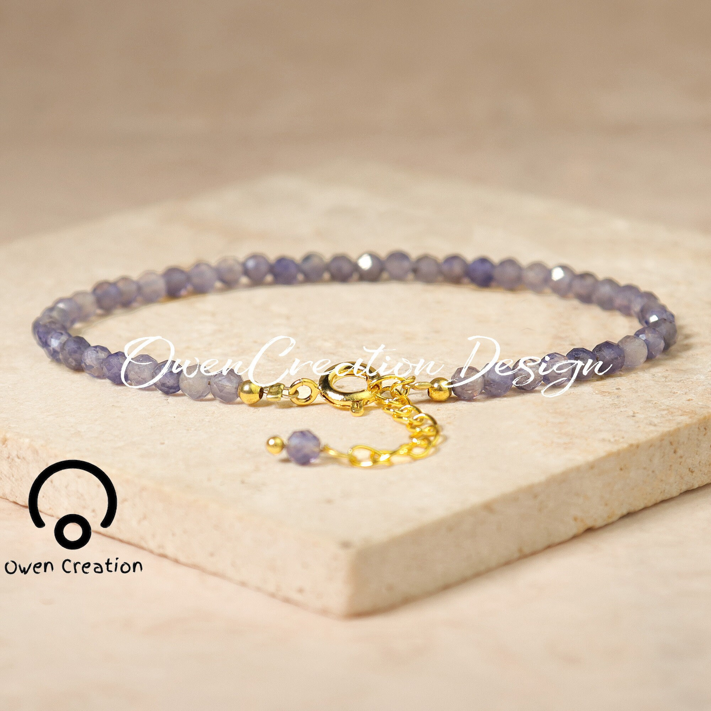 Minimalist Iolite Dainty Bracelet-Natural Stone Grounding Bracelet- Healing Crystal Yoga Bracelet