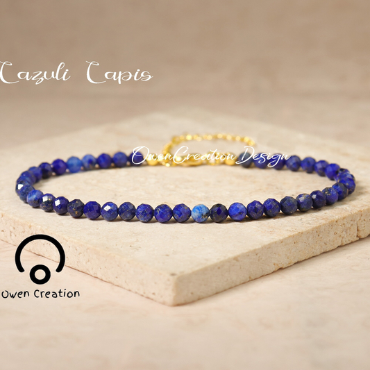Minimalist Bracelet-Lapis Lazuli Bracelet-Natural Stone Grounding Bracelet- Healing Crystal Yoga Dainty Bracelet
