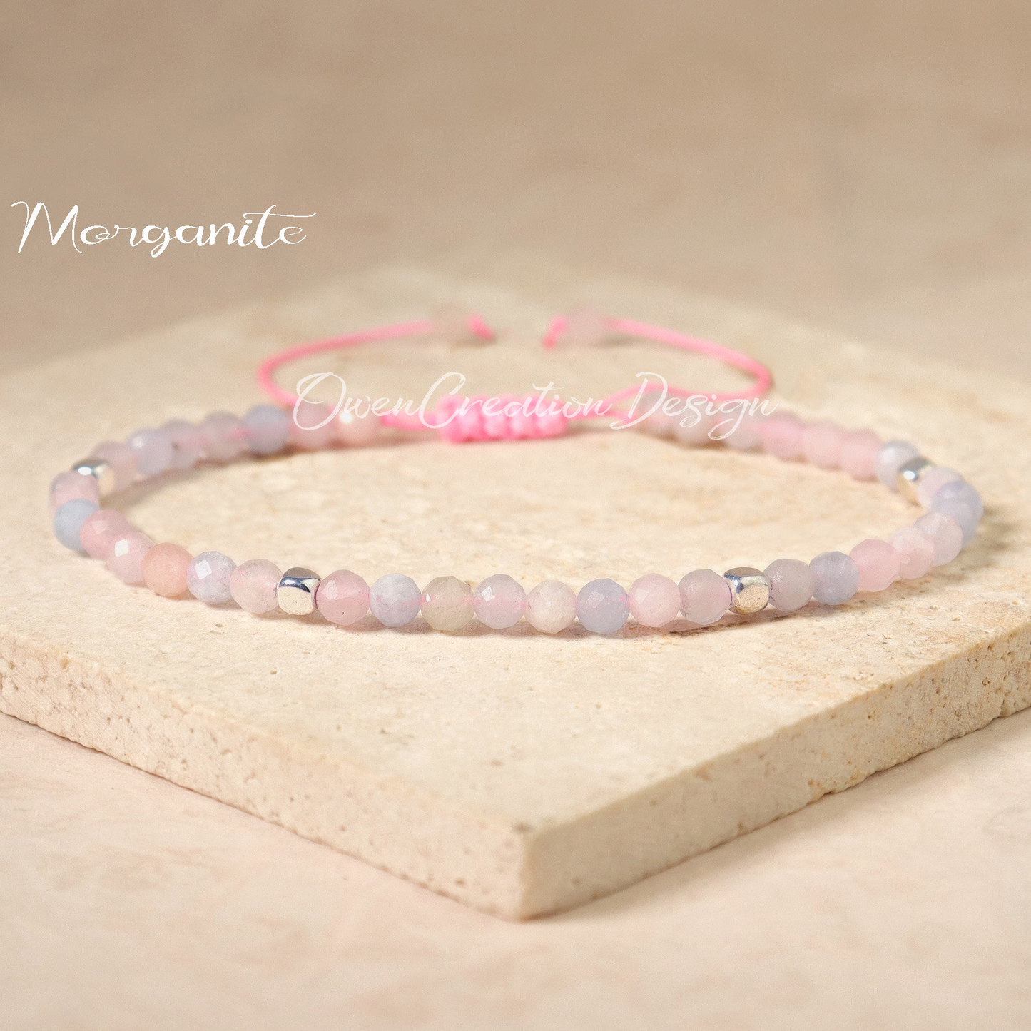 Natural Morganite Stone Bracelet- Dainty Bracelet- Healing Crystal Yoga Bracelet