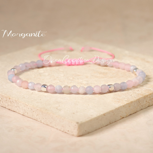 Natural Morganite Stone Bracelet- Dainty Bracelet- Healing Crystal Yoga Bracelet