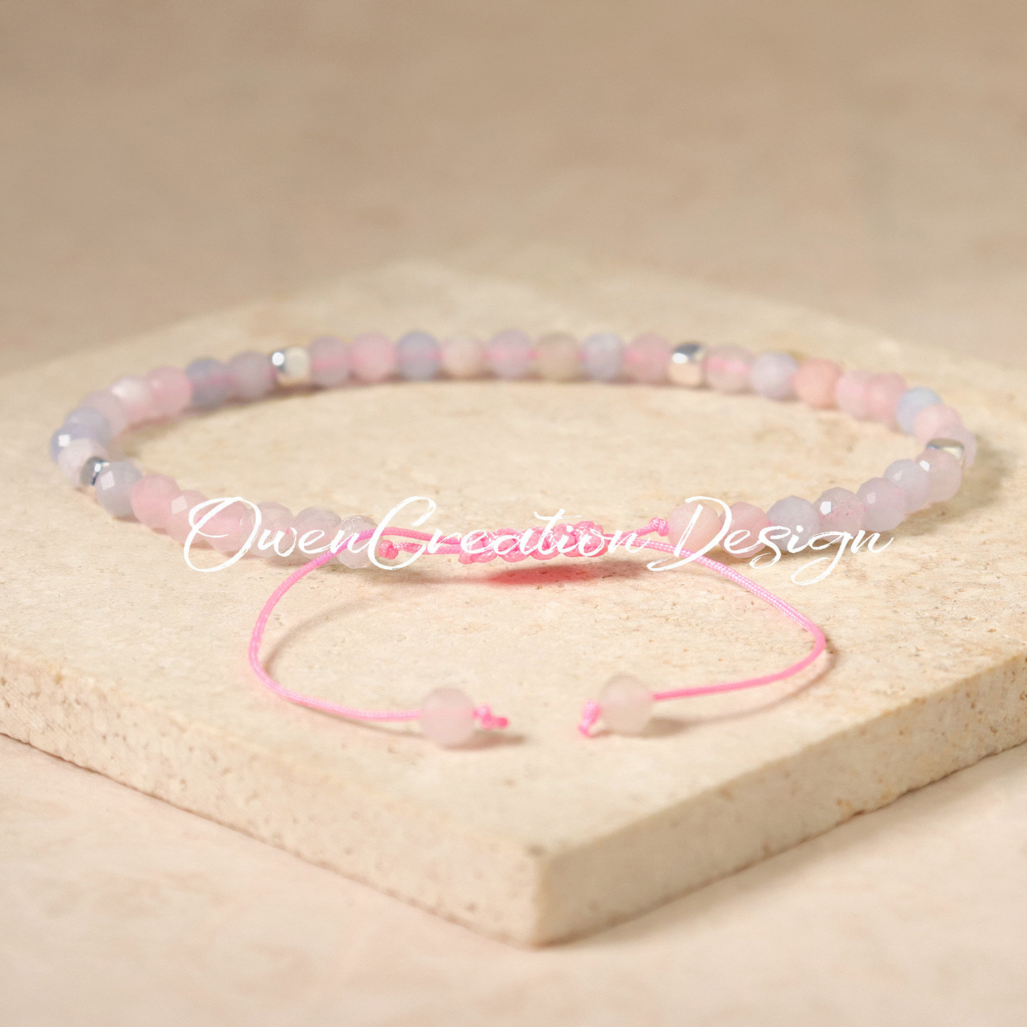 Natural Morganite Stone Bracelet- Dainty Bracelet- Healing Crystal Yoga Bracelet