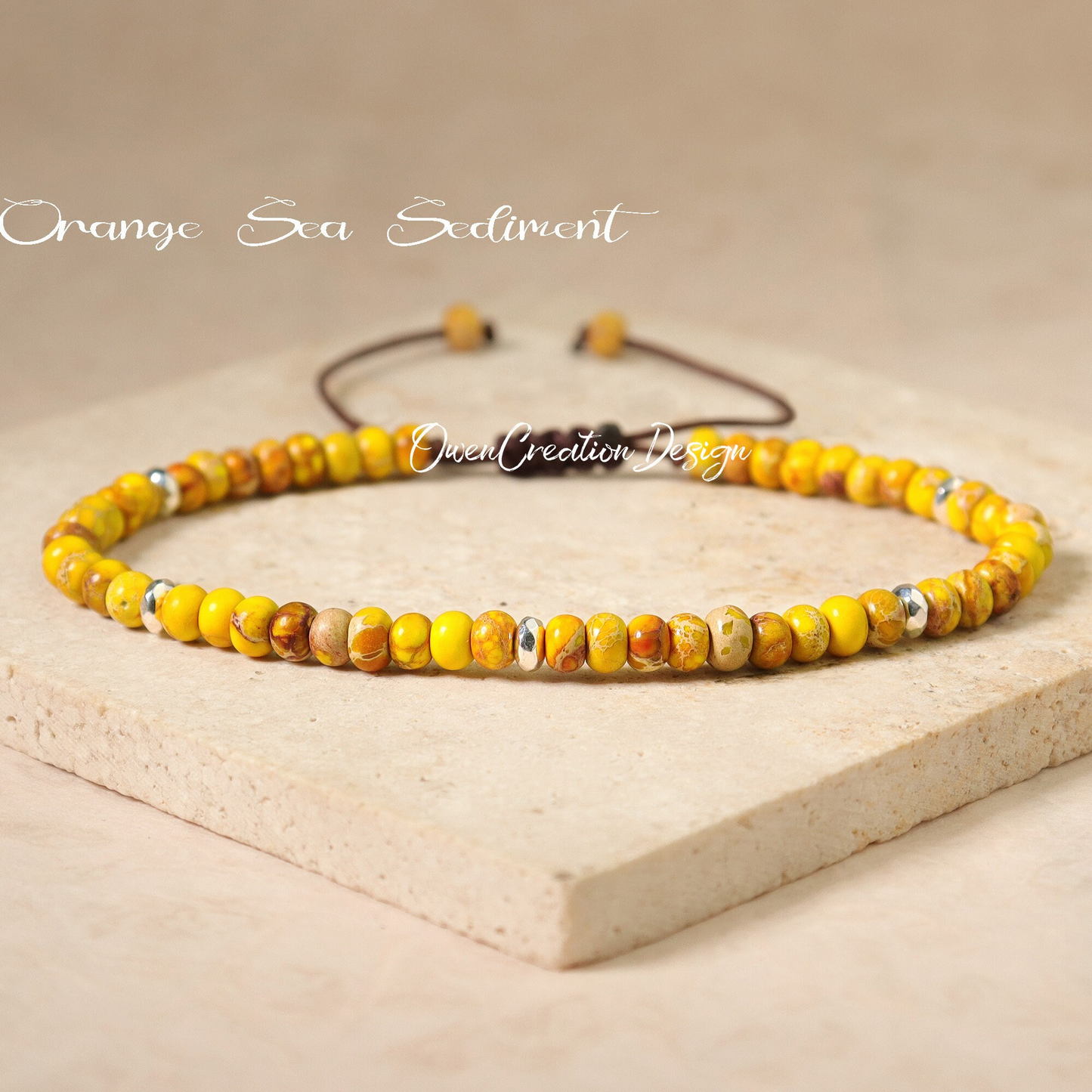 Orange Sea Sediment Jasper Bracelet-Natural Stone Minimalist Bracelet- Healing Crystal Yoga Dainty Bracelet