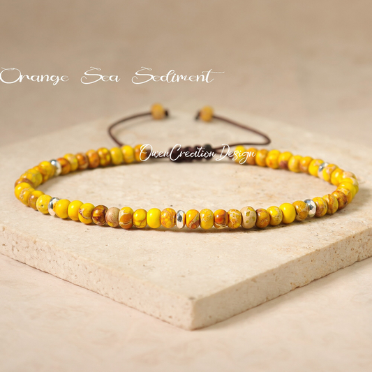 Orange Sea Sediment Jasper Bracelet-Natural Stone Minimalist Bracelet- Healing Crystal Yoga Dainty Bracelet