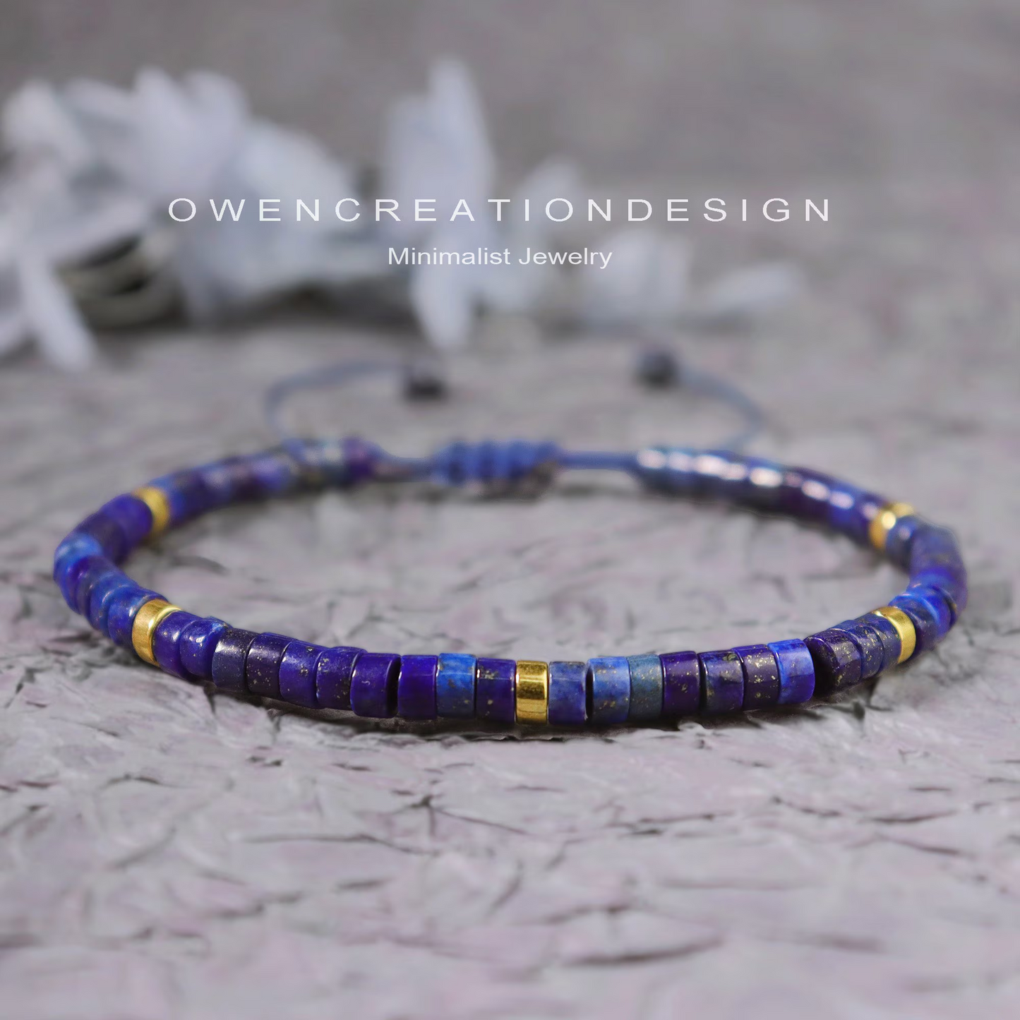 Minimalist Lapis Lazuli Dainty Bracelet-Natural Stone Grounding Bracelet- Healing Crystal Yoga Minmalist Bracelet