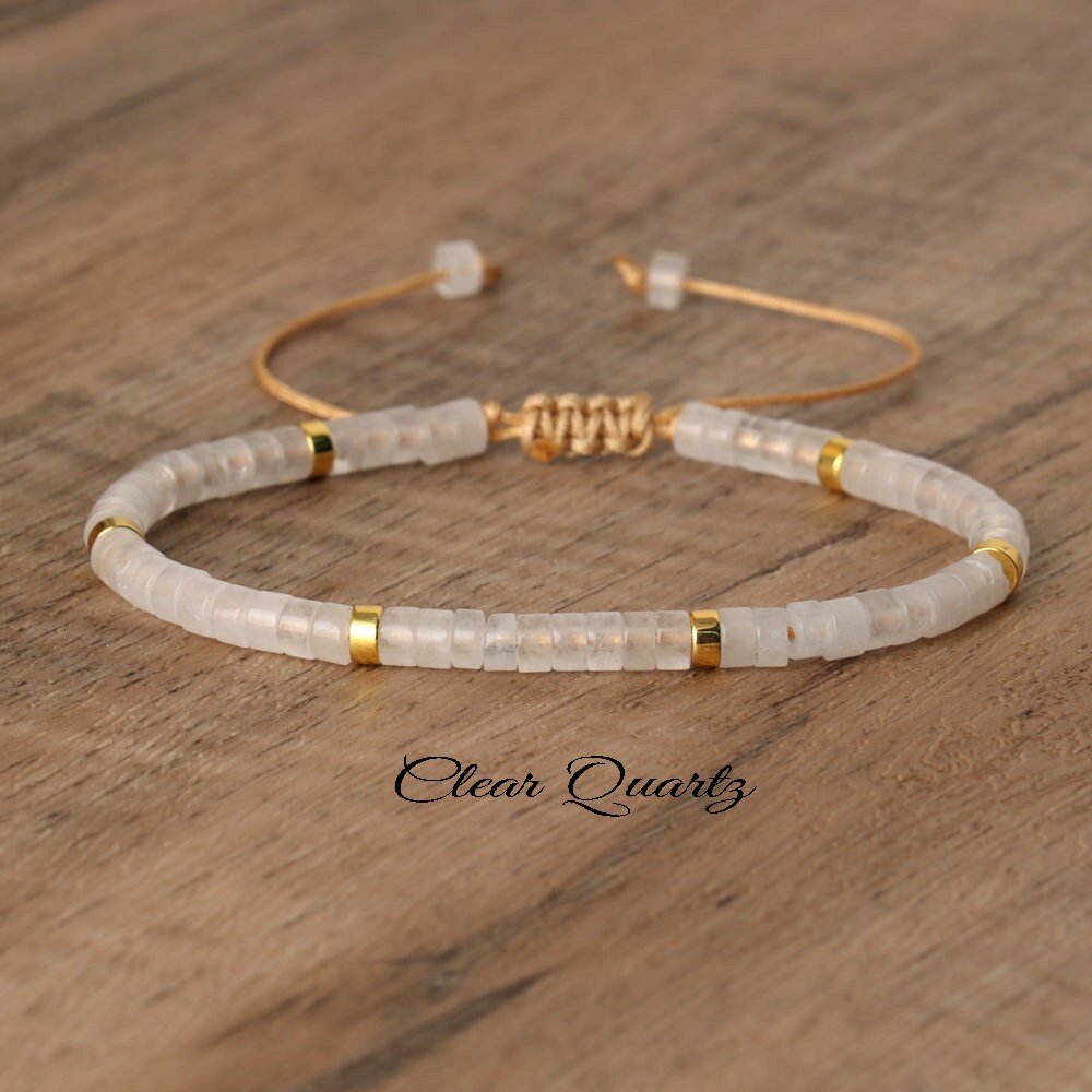 Tiny Beads Dainty Bracelet, Minimalit Bracelet-,Natural Stone Small Beads Bracelet, Delicate Healing Crystal Yoga  Bracelet Gift for Women
