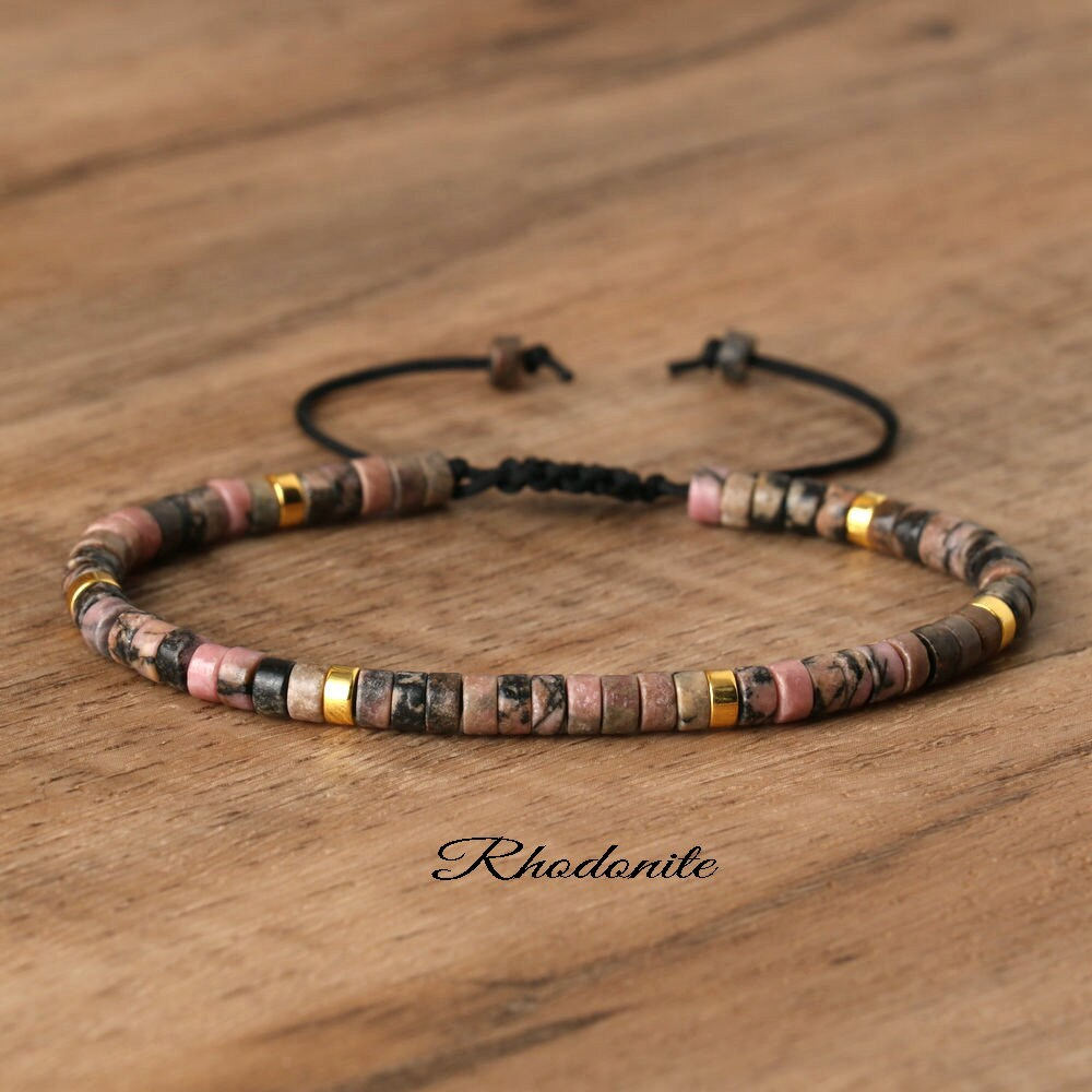 Tiny Beads Dainty Bracelet, Minimalit Bracelet-,Natural Stone Small Beads Bracelet, Delicate Healing Crystal Yoga  Bracelet Gift for Women