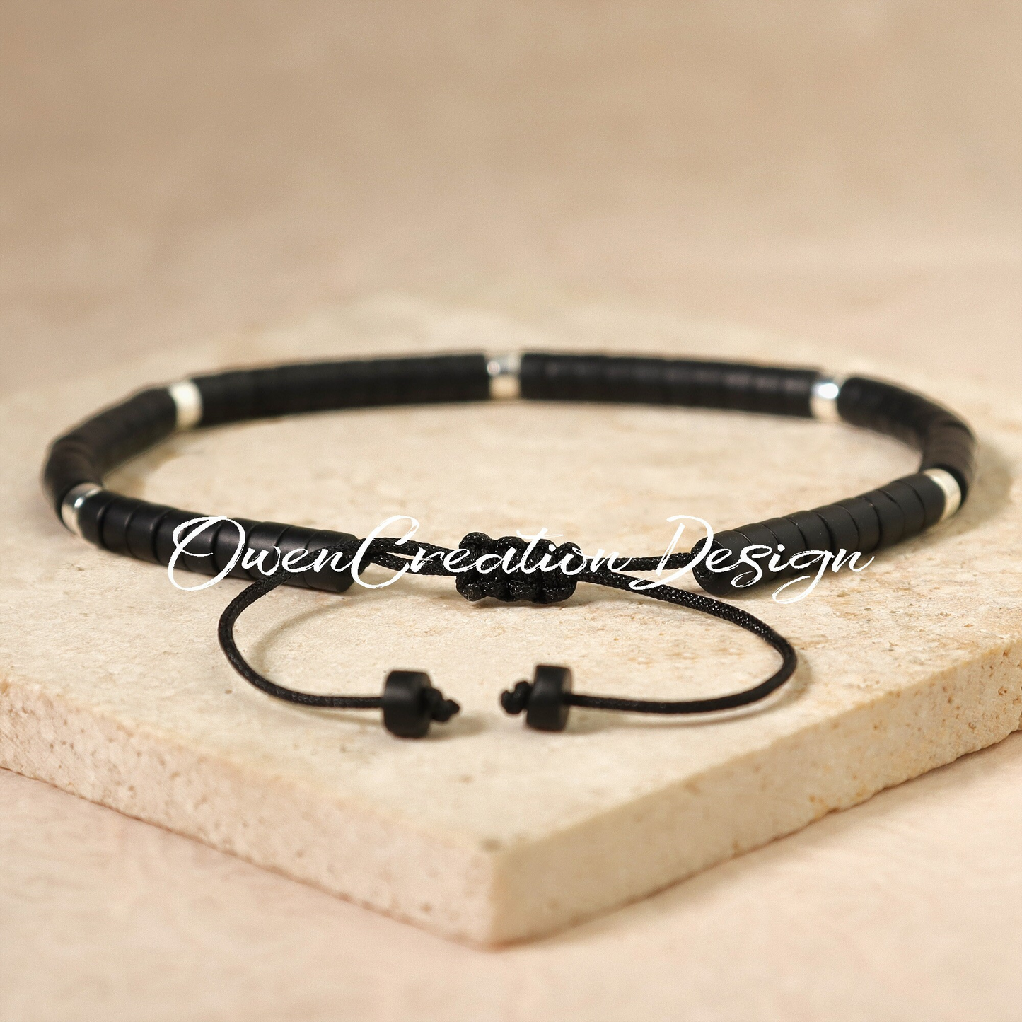 Minimalist Bracelet- Natural Black Onyx Stone Bracelet, Healing Crystal Yoga Dainty Bracelet Gift for Women