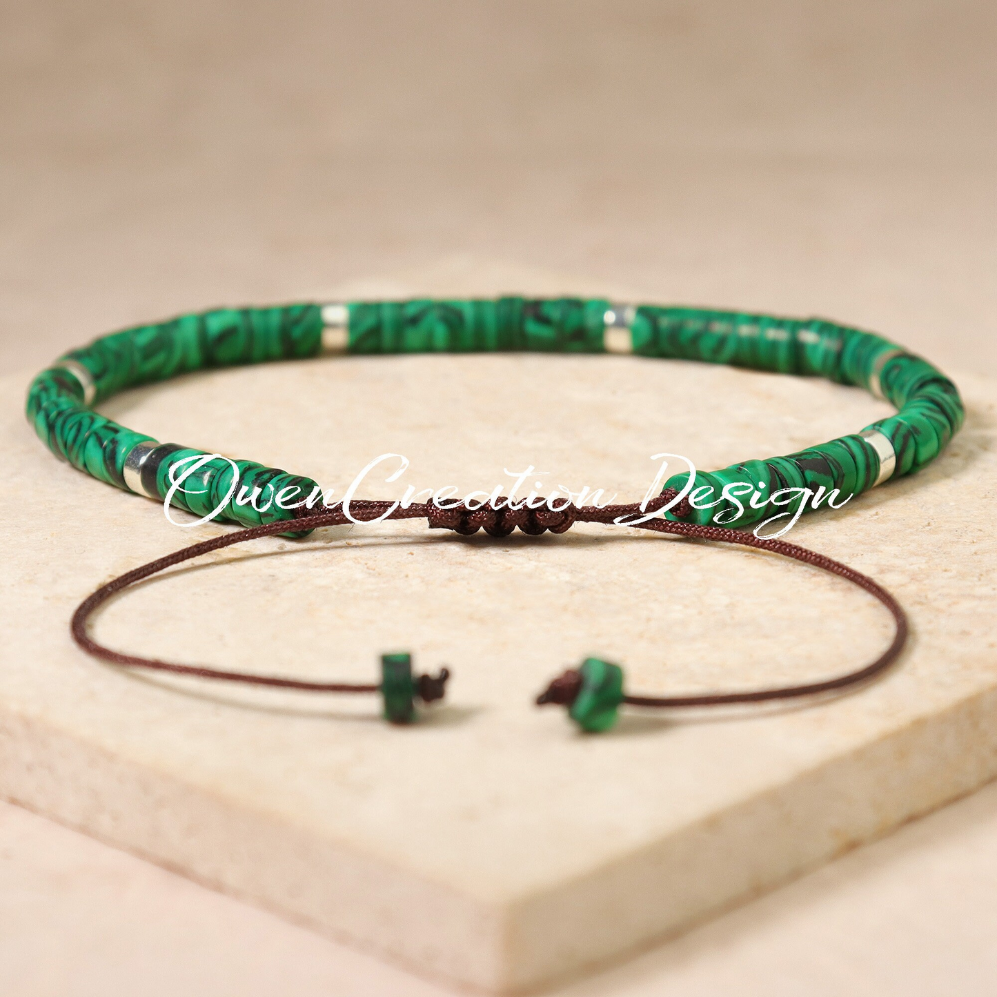 Malachite Dainty Bracelet-Natural Stone Grounding Bracelet-  Healing Crystal Yoga Bracelet -Heart Chakra Gift for Women